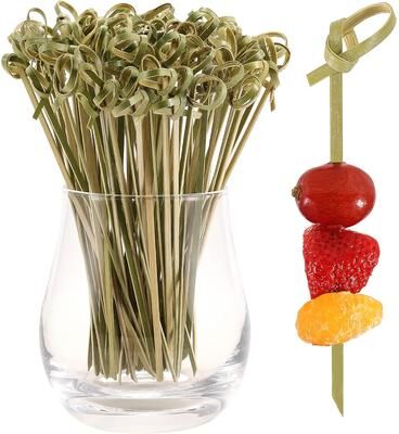 The Handy Homestead Natural Bamboo Cocktail Picks & Knot Skewers Garnish Sticks For Drinks, Fruit, Charcuterie Natural Bamboo Cocktail Picks & Knot Skewers Garnish Sticks For Drinks, Fruit, Charcuterie