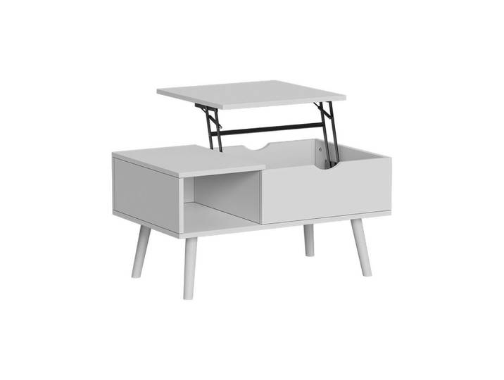 Vicco Couchtisch Stora Weiß 76 x 45 cm mit Liftfunktion, Holzwerkstoff, Rechteckig, 76x40x45 cm, Wohnzimmer, Wohnzimmertische, Couchtische