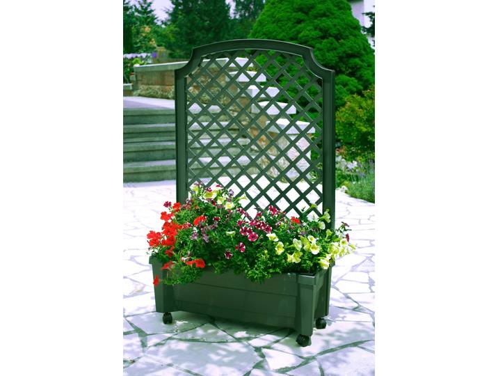 Spalier KHW, grün, B:79cm H:134cm T:35cm, Kunststoff, Rankhilfen, Spalier, mit Pflanzkasten, BxTxH: 79x35x134 cm