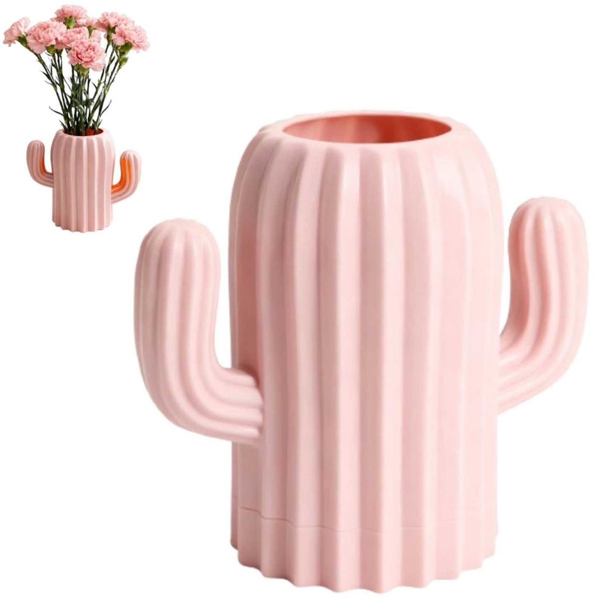 Merkloze Decoratieve Cactusvaas in Scandinavische Stijl - Roze Matte Bloemenvaas