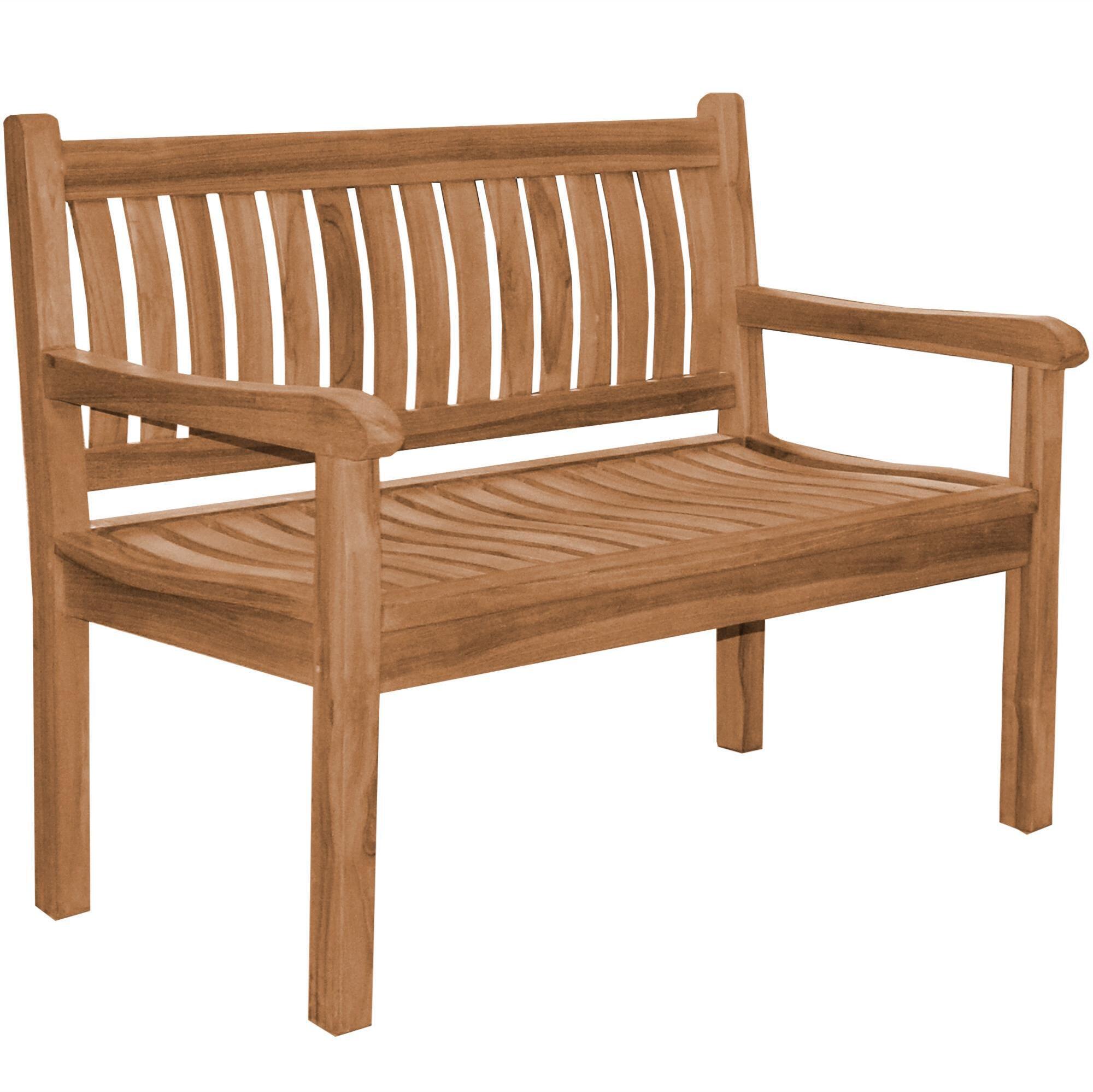 Teako Design Teakholz Gartenbank Arezzo Extra Stark 180cm mit Kissen Blau