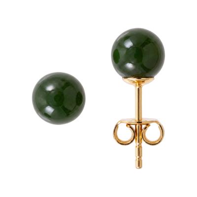 Paar Ohrstecker JOBO "Kugel Ohrringe 6 mm grün", grün, Ohrringe, Damen, 6,4mm, Gelbgold 333, 333 Gold mit Jade