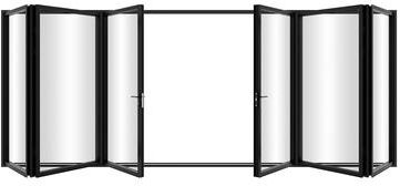 "KaMic Elite-Fold 192"" x 96"" 6-Panel Aluminum Folding Door in Black with Hidden Hinges & Rollers, Dual Open Outward Folding"