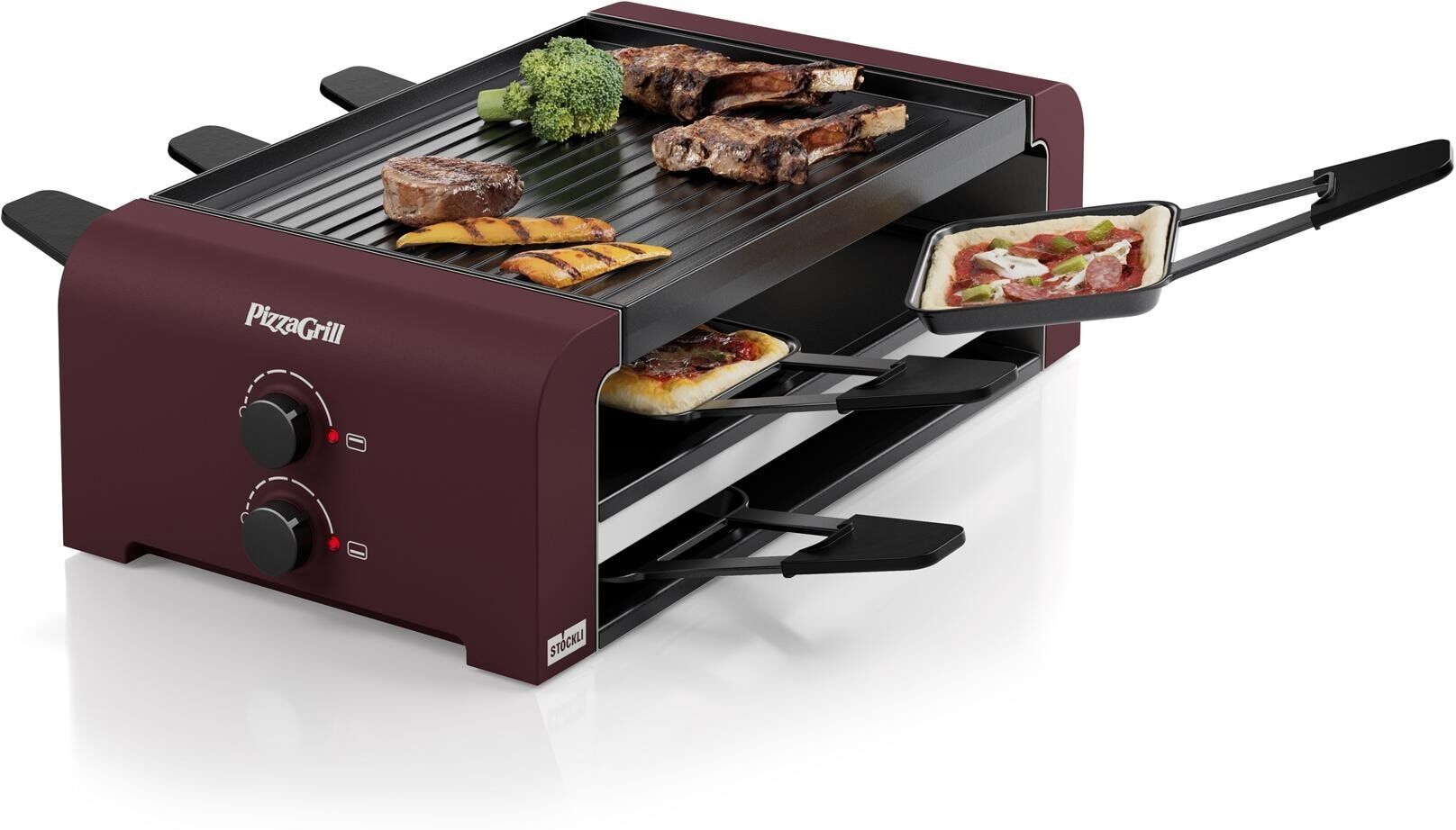STÖCKLI Raclette "6 Personen", braun (merlot, rot, schwarz), Raclettes, Raclette merlot, rot, schwarz Einheitsgröße