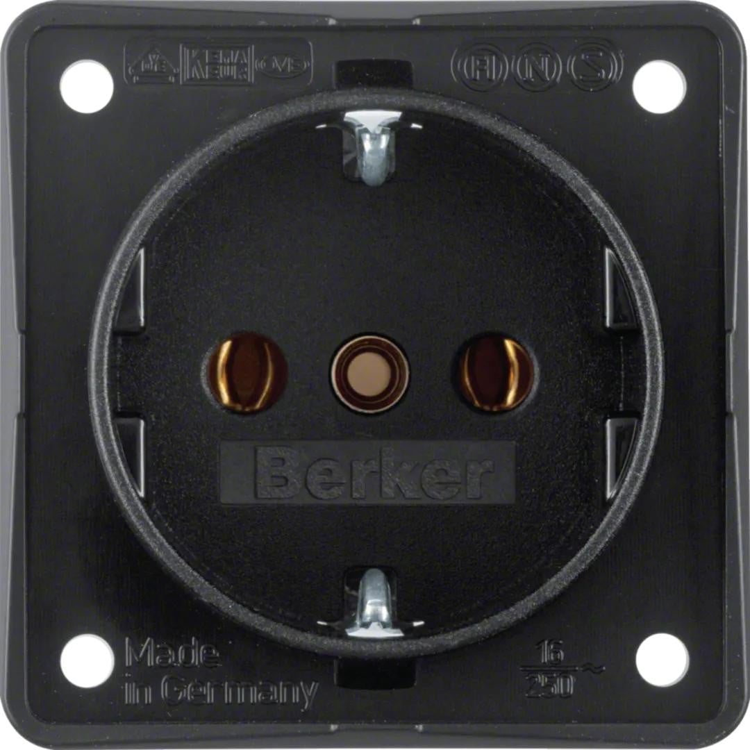 Hager BER Schuko stopcontact Integro 09418505, zwart, matte uitvoering