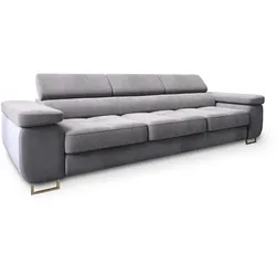 SCHLAFSOFA MOSINE Hellgrau Velours-Stoff mit Schlaffunktion
