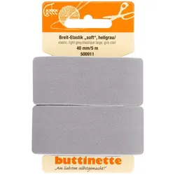 buttinette Soft-Gummiband "Breit-Elastik", hellgrau, Breite: 40 mm, Länge: 5 m