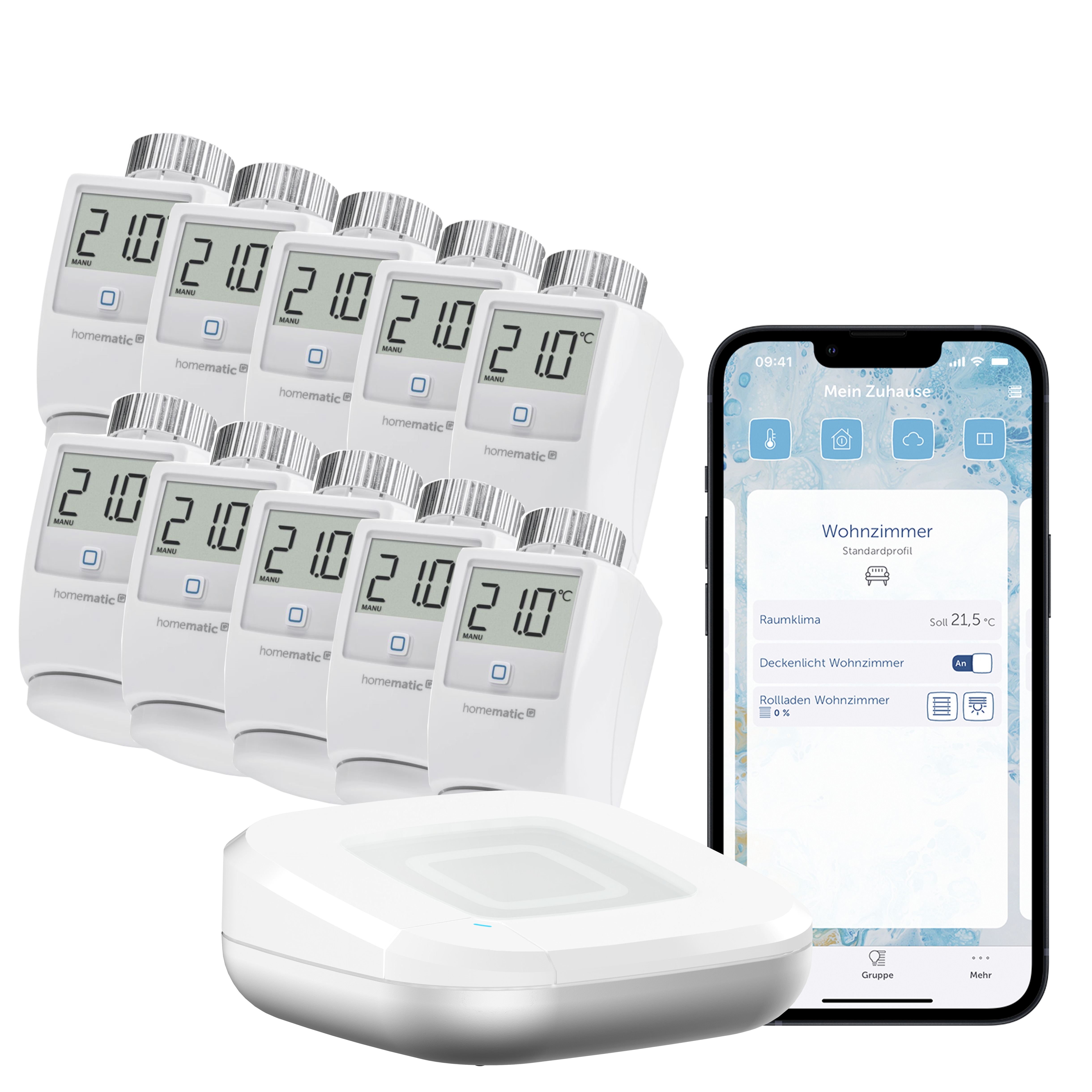 Homematic IP Starter Set Smarte Heizung . 10xThermostat HMIP-eTRV/2 . Access Point 2