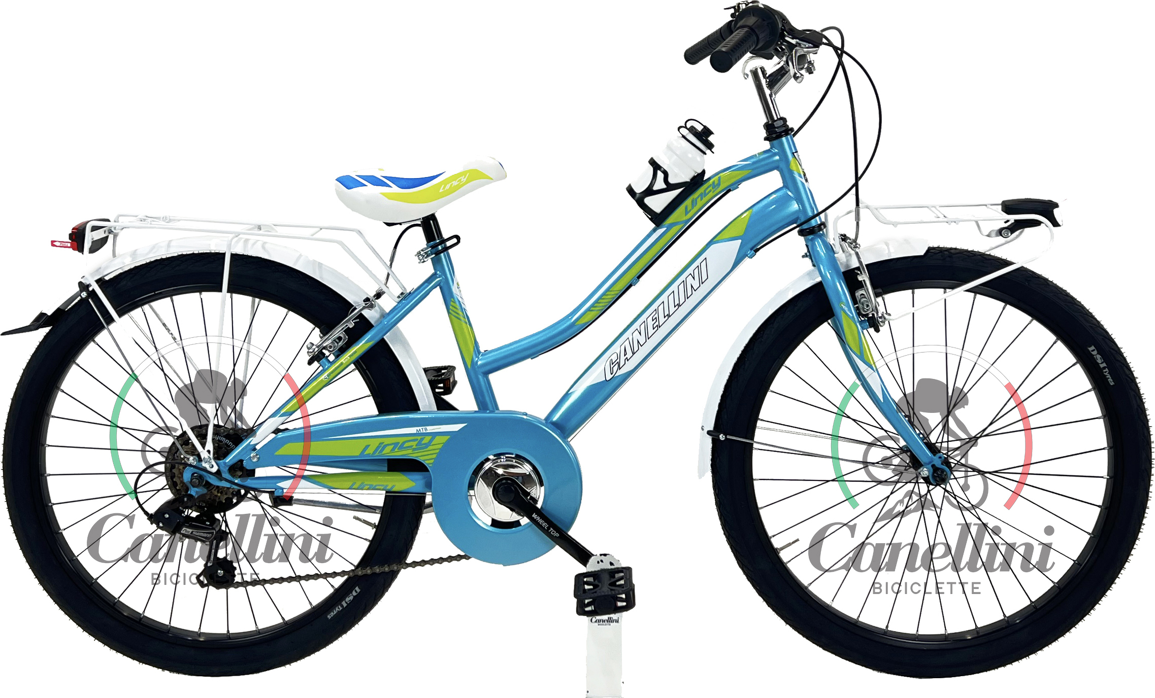 Kinderfahrrad MTB Canellini LINCY 24" - Hellblau/Grün