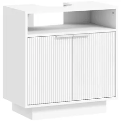 HOMCOM Unterschrank Badezimmer platzsparend Soft-Close verstellbares Regal U-Aussparung 60x33x63 cm Weiß