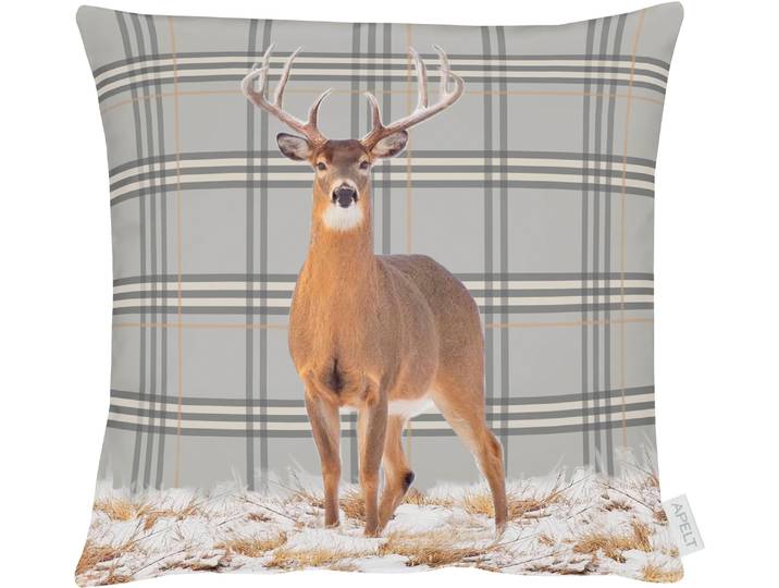 Dekokissen APELT Ferdinand Gr. 1, braun (natur, braun, grau, bedruckt), B:45cm H:5cm L:45cm, Polyester, Dekokissen_Sitzkissen_Kissenhüllen, Dekokissen, Kissenhülle mit Füllung, 1 Stück