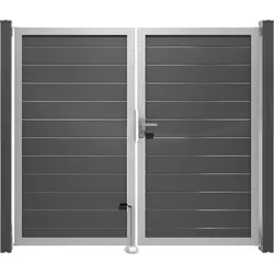 GroJa Lumino Tor Silbergrau DIN rechts 300x180 cm Alu-Rahmen EV1, 2-flügelig