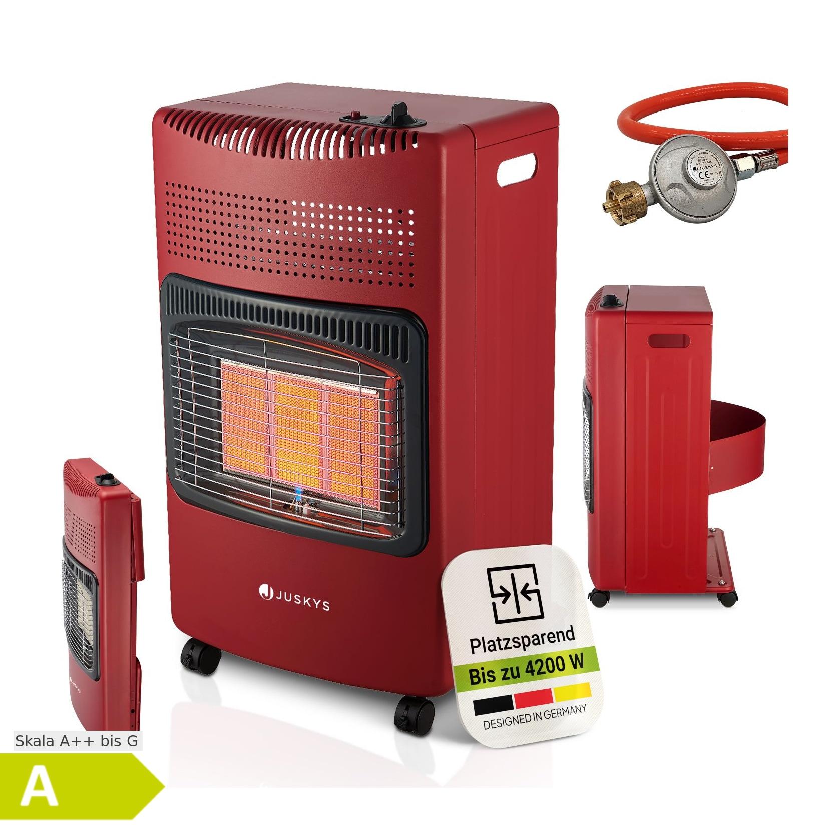 Juskys Gasheizung GS42US – Infrarot-Heizstrahler bis 4200 W für Terrasse & Outdoor in Rot