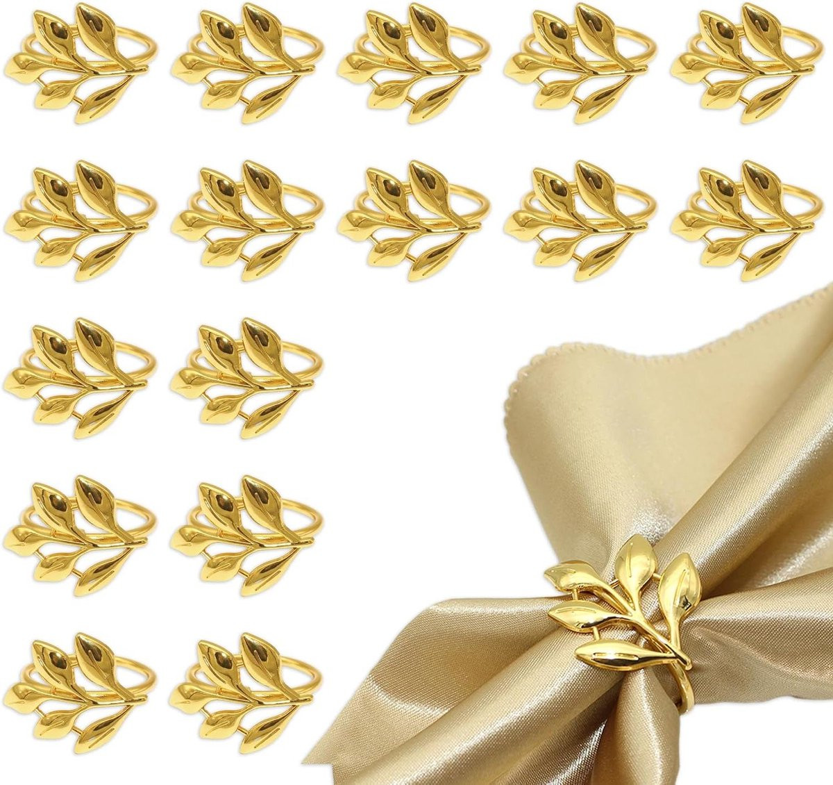 Set van 16 gouden servetringen voor tafeldecoratie