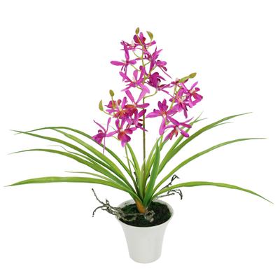 Kunstorchidee I.GE.A. "Künstliche Orchidee mit Topf", pink (dunkelrosa), B:35cm H:40cm L:30cm, Polyester, Kunstpflanzen, Dekoblume Kunstblume 40cm mit Blätter und Luftwurzeln im Topf Blume