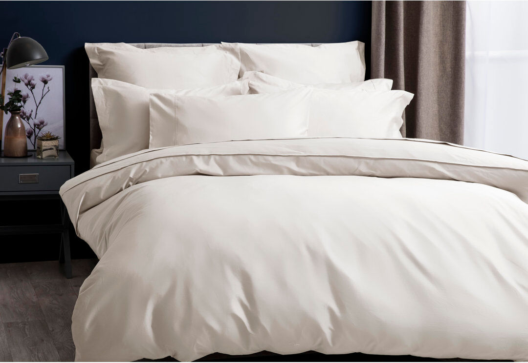 Belledorm 500 TC Premium Polycotton Cotton Blend Solid Colour Duvet Cover Set with Pillowcases Included Ivory Single - 1 Standard Pillowcase