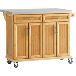 SoBuy Kücheninsel mit 2 Schubladen Holzfarbe 115x71x92,5cm Funktional