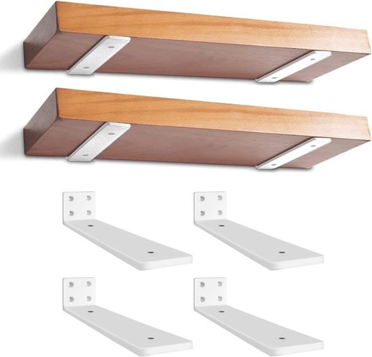 Wit Plankbeugels voor wandmontage - Zwevende steunen met verborgen ontwerp - 20 cm