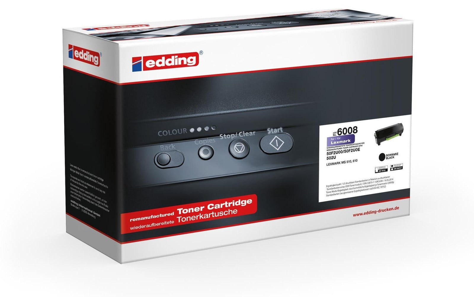 Edding EDD-6008 zwarte toner compatibel met Lexmark 50F2U00
