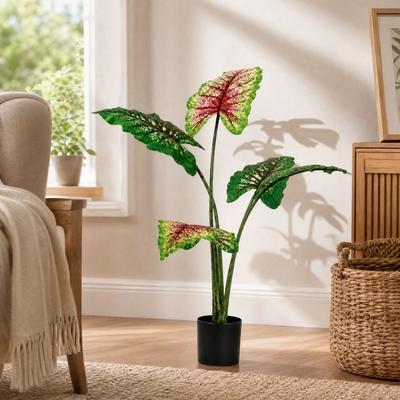 YVANLA Artificial Plant Fake Caladium Plant Potted