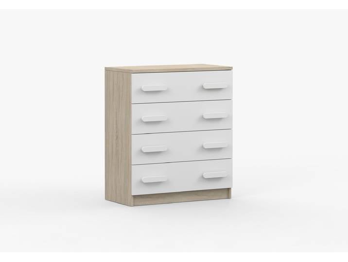 Kommode JONAS III 02 80 cm Sonoma Eiche Weiß Weiß