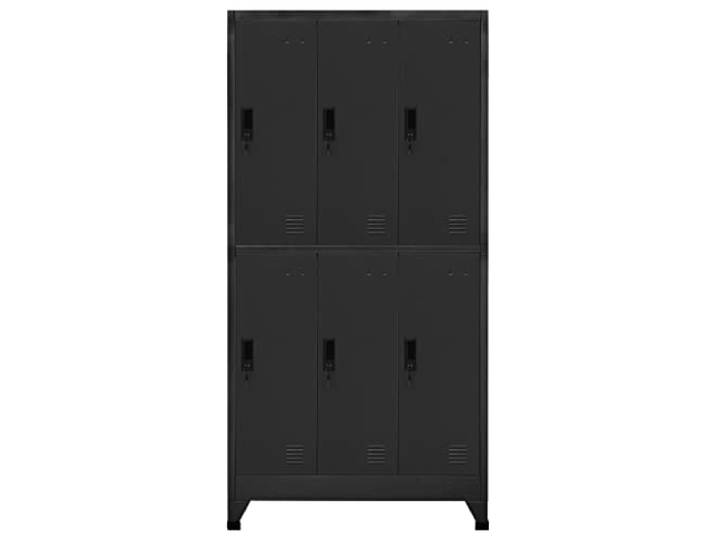 MNCVXAXG Schrank mit Schloss aus Stahl, Anthrazit, 90 x 45 x 180 cm, 6 Robuster Stahl, 6 Fächer mit Haken, Schlüssel inklusive, Lufteinlässe, Nummernschildhalter, Wandbefestigung