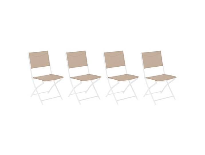 Lot de 4 chaises de jardin pliante métal Modula Blanc et Lin - Hesperide