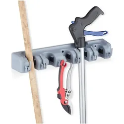 relaxdays Gerätehalter Wandhalterung 6 Haken 5 Klemmhalter