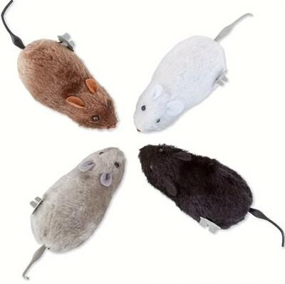 Uplifted Finds 4 Piece Fluffy Mechanical Mice Toys (13cm) 4 Pcs