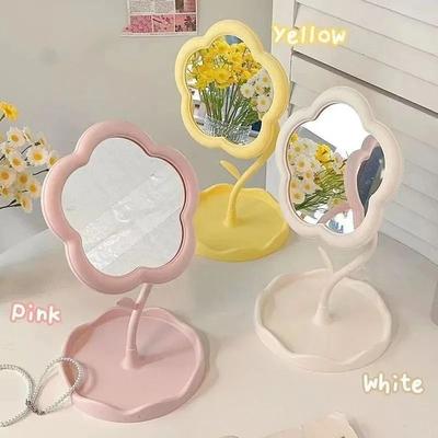 Uplifted Goods Creative Desktop Mirror With Floral Frame yellow