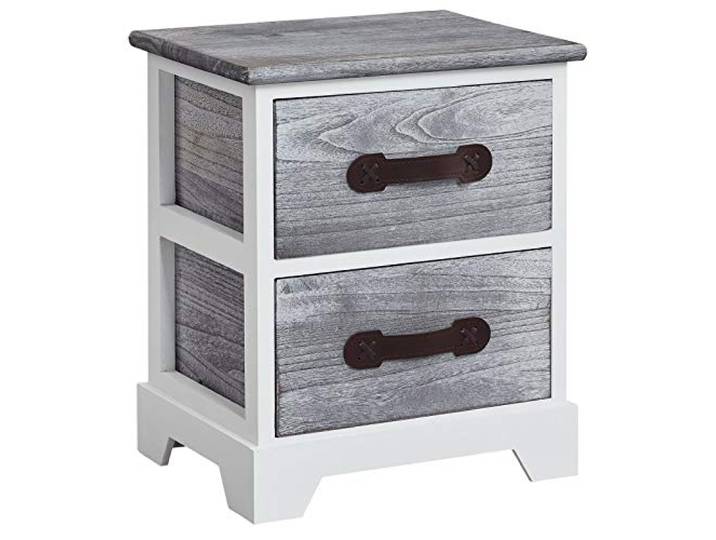 CARO-Möbel Nachttisch Salerno Nachtschrank Nachtkommode, mit 2 Schubladen in weiß grau, Shabby Chic Vintage Look