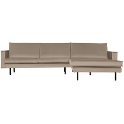 Ecksofa Rodeo Chaiselongue aus Samt, modern, rechts, kaki, elegantes Design für 4–5 Personen