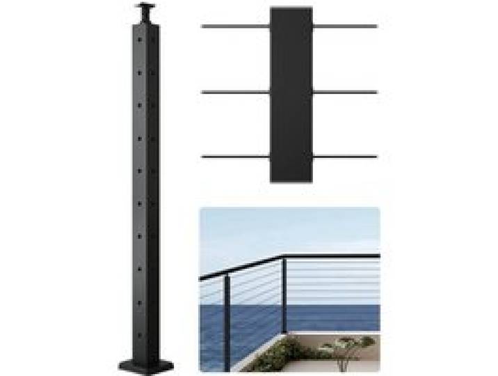 VEVOR Kabelgeländerpfosten, 914 x 50,8 x 50,8 mm, Kabel-Treppengeländerpfosten mit vorgebohrten Löchern L, SUS304 Edelstahl, für Handlauf, Balustraden, Schwarz, 1JZLGZXHS914ZPBNY001V0