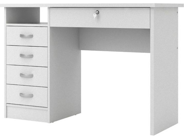 Fula Schreibtisch 5 Schubladen weiss.