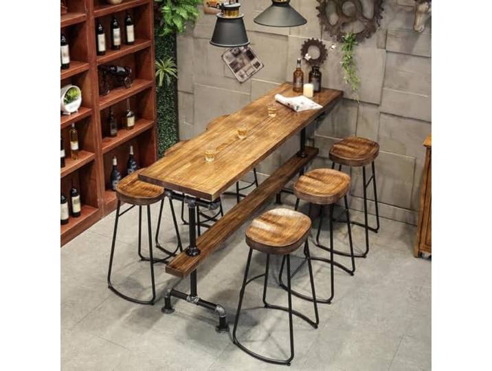 Schmaler Bartisch Massivholzplatte, Bistrotisch Thekenhöhe Im Industriestil Sofa-Hintertisch, Esstisch oder Kaffeetisch, für kleine Räume, Wohnzimmer & Frühstücksecke, Hocker nicht enthalten
