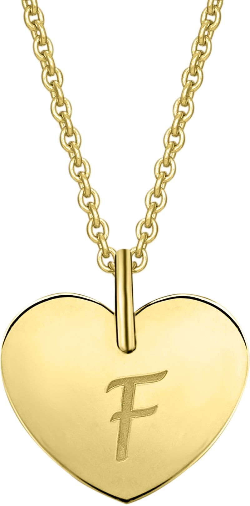 Kettenanhänger ONE ELEMENT "Herz mit Gravur F Buchstaben Anhänger aus 333 Gelbgold", gold, Schmuckanhänger, Damen, F, Gelbgold 333 Gold, Gelbgold 333, Gold, Kettenanhänger, Zart & emotional – ein Geschenk, das von Herzen kommt