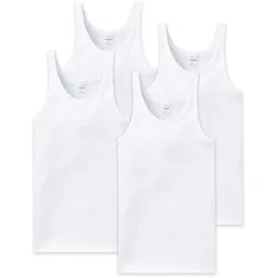 SCHIESSER Herren Unterhemd 4er Pack - ärmellos, Cotton Essentials, Feinripp Weiß / M