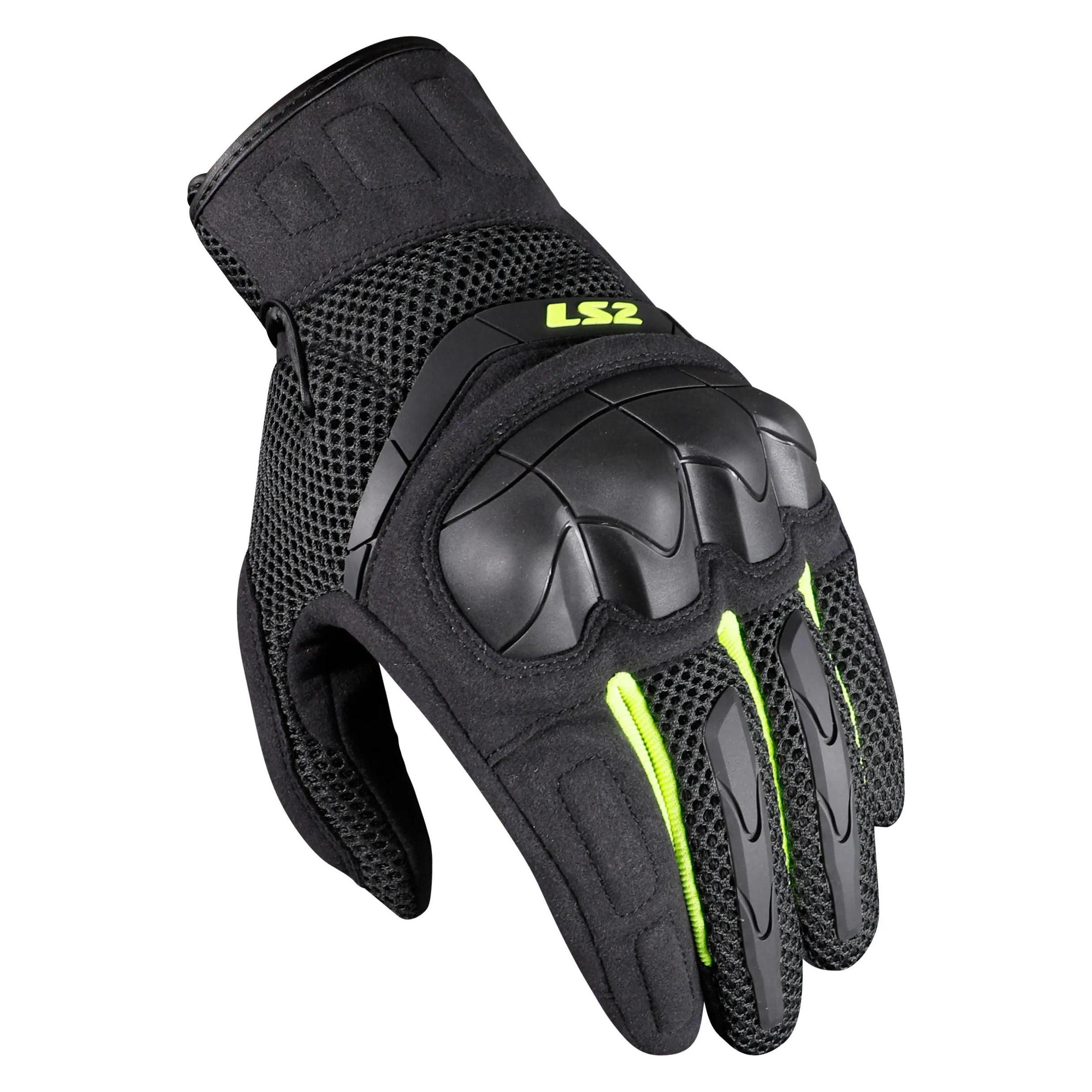 LS2 Kubra Motorrad Handschuhe, anthrazit/neon-gelb, S (Herren, S) (70210S0104S)