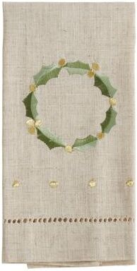 Saro Lifestyle Wreath Design Embroidered and Hemstitched Guest Towels (Set of 4)