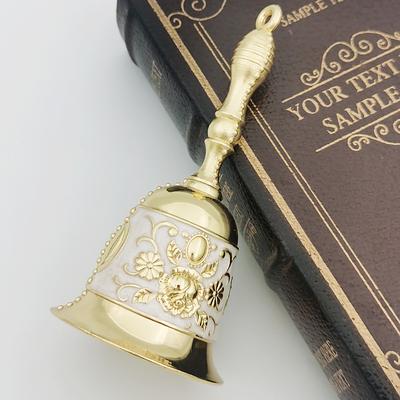 Multisell Products Hub Retro Golden Hand Bell, Clear Sound Bronze Metal, Church Bell For Restaurant, Bar, Rose Design, Jingle Effect 1