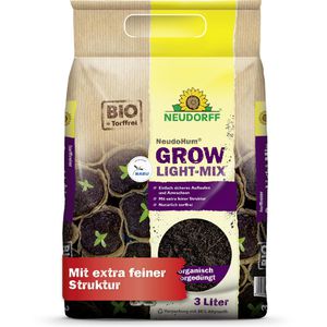Neudorff Blumenerde NeudoHum Grow Light-Mix, Bio, für Anzucht, torffrei, mit Dünger, 3 Liter