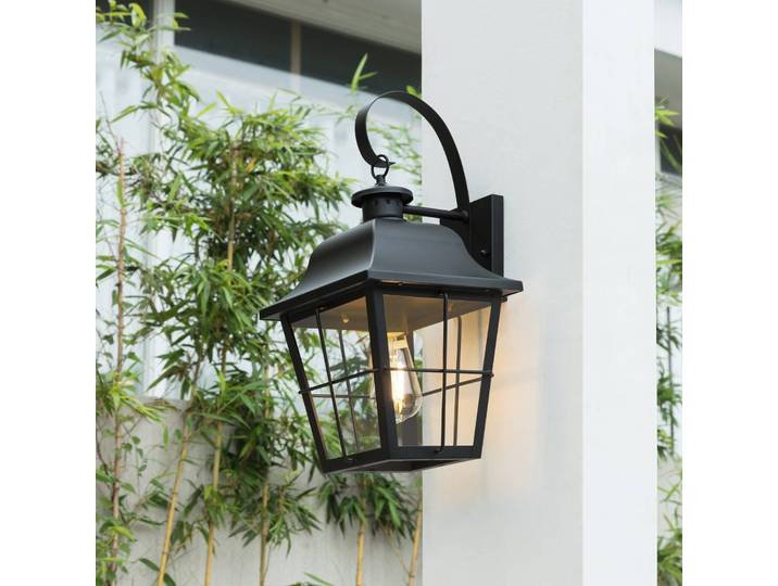 Wandlamp buiten Mertollio, dimbaar, zwart, metaal, Vintage, Wandlamp buiten