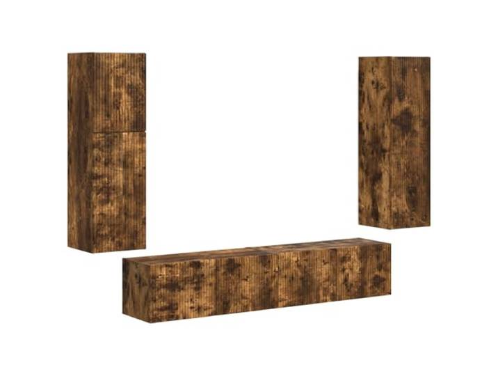KTHLBRH TV-Möbel-Set 4 Stück Eiche Rauchgrau aus technischem Holz Mehrzweck-Wandschränke, Wandmontage, minimalistisches Design, platzsparende Aufbewahrung, modernes Wohnzimmer
