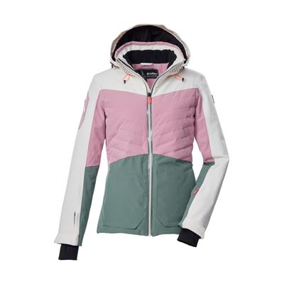 Skijacke KILLTEC "KSW 30 WMN SKI JCKT", Damen, Gr. 42, rosa (altrosa), Obermaterial: 100% Polyester.Futter: 100% Polyester.Füllung: 100% Polyester, Jacken Skijacke, Damen Skijacke: wasserdicht, atmungsaktiv, Colourblock-Design
