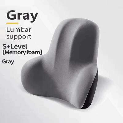 Inspire Essentials Memory Foam Lumbar Support Pillow Back Cushion For Office, Car, Gaming & Postpartum Pain Relief gray 43x10x34cm