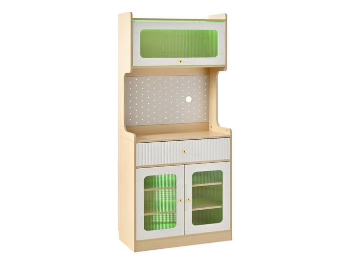 Evryae Buffet Küchenschrank mit Glaselementen, Lochwand & Stauraumfunktion Weiß Mittelgroß Holzwerkstoff, Weiß, Naturfarben, 2 Fächer, 1 Schubladen, Rechteckig, 80x180x40 cm, Esszimmer, Anrichten, Buffetschränke