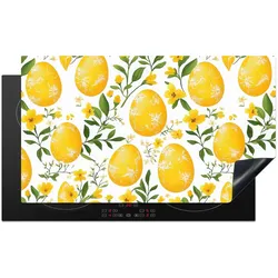 HERDABDECKPLATTE Blumen - Ostereier - Gelb Induktionsschutz 91.2x52 cm