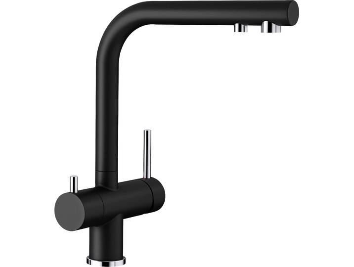 Küchenarmatur BLANCO FONTAS II , schwarz, B:25,3cm H:30cm T:16cm, Messing, Armaturen, Küchenarmatur, 3-in-1-Armatur für Kalt- und Warmwasser sowie für gefiltertes Wasser