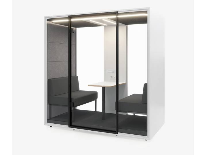 Meetingbox Quattro Weiß Weiß Hellgrau Grau Glas Schwarz