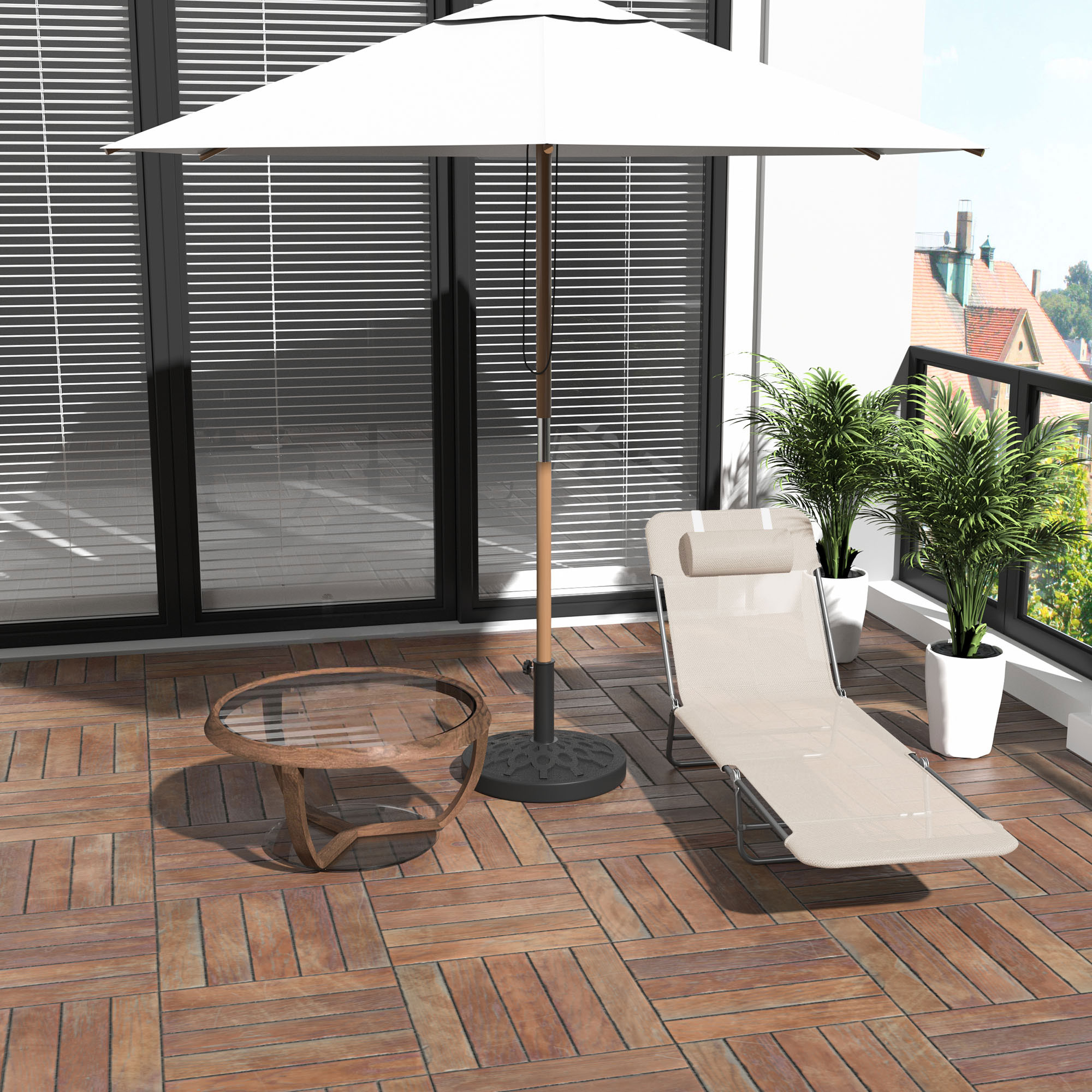 Outsunny Sedia Sdraio da Giardino, Lettino Prendisole Terrazzo Pieghevole, Schienale Reclinabile, Arredo Outdoor, Design Ergonomico Aosom